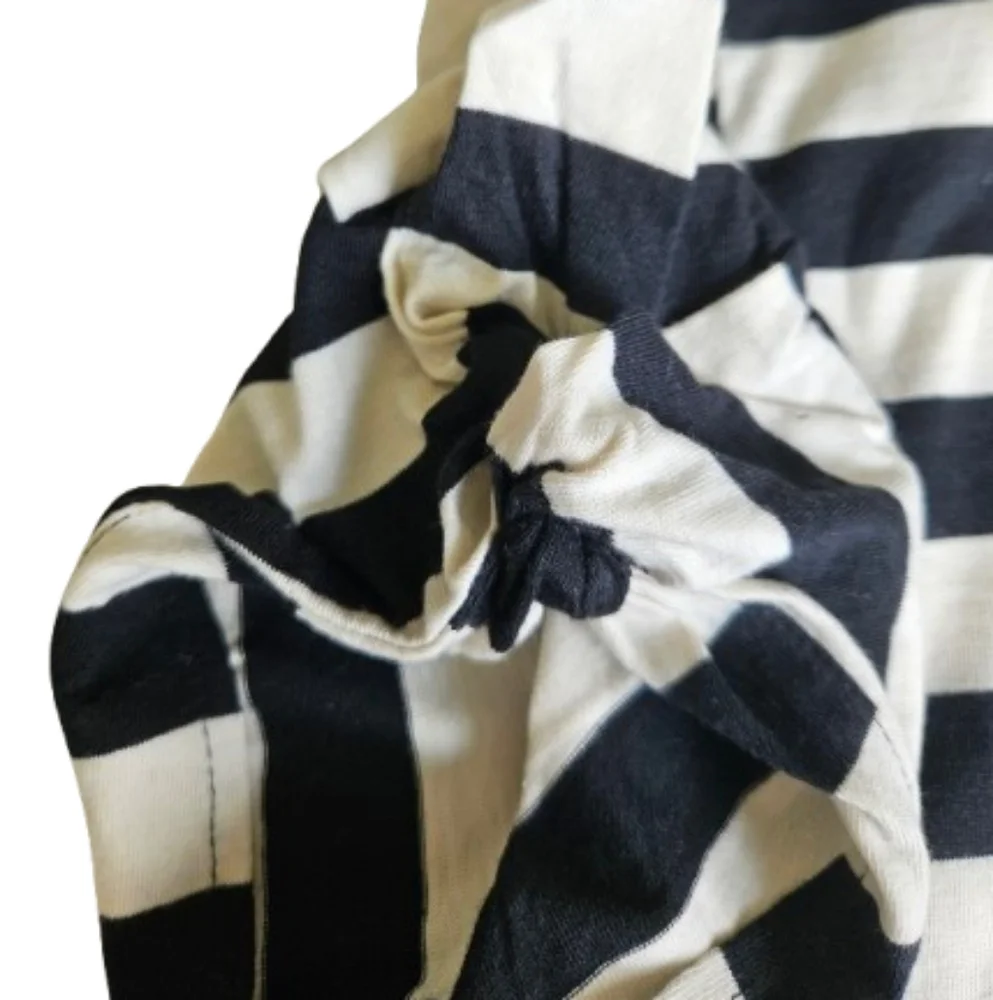 J.Crew Striped Puff Twisted Sleeves Classic Fit Tshirt, Small, White/ Black
